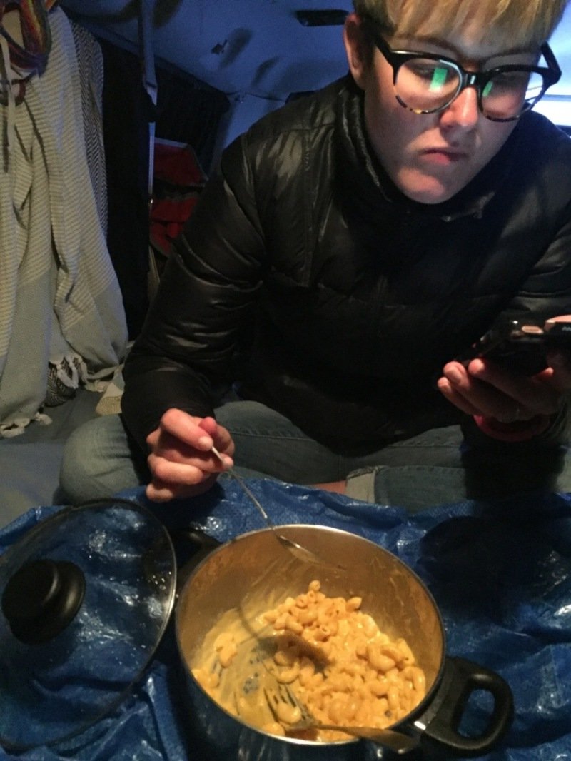 Mac n cheese with added canned cheese: 'merica!