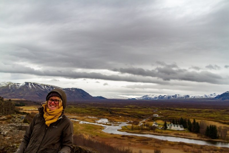 Thingvellir: Casual lean required to stay planted against the howling wind.