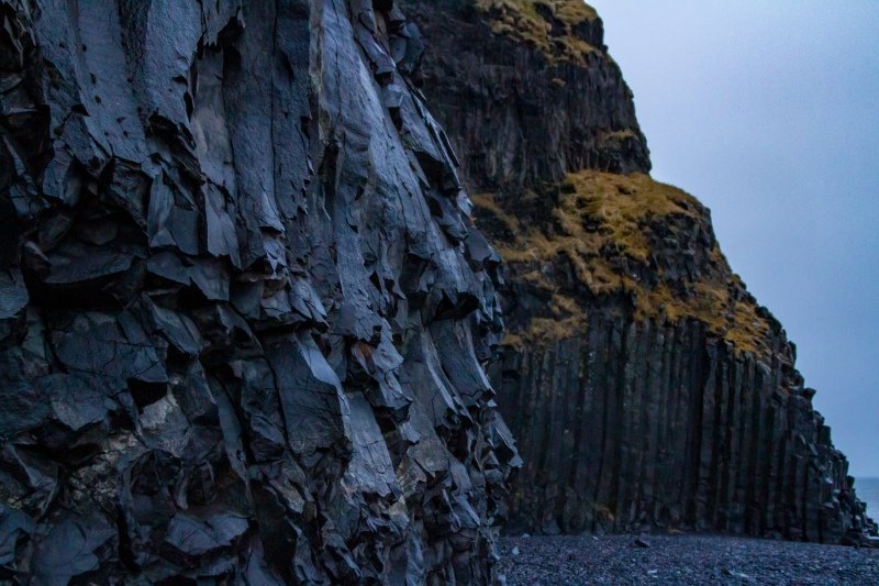 Basalt columns on the coast next to the Reynisdrangar