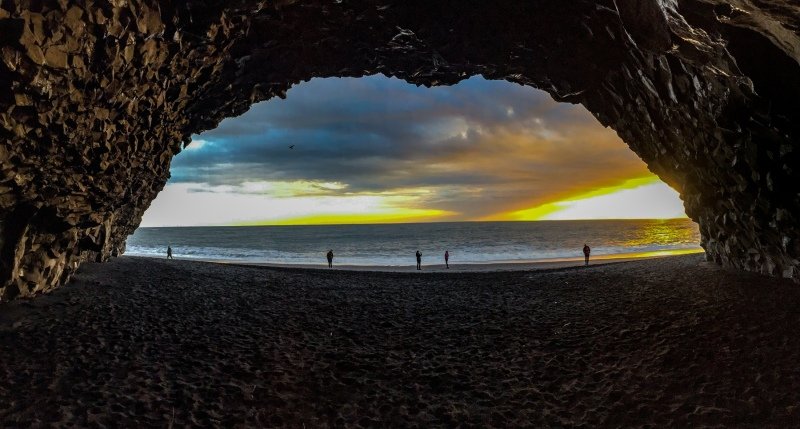 Basalt cave on the coast next to the Reynisdrangar