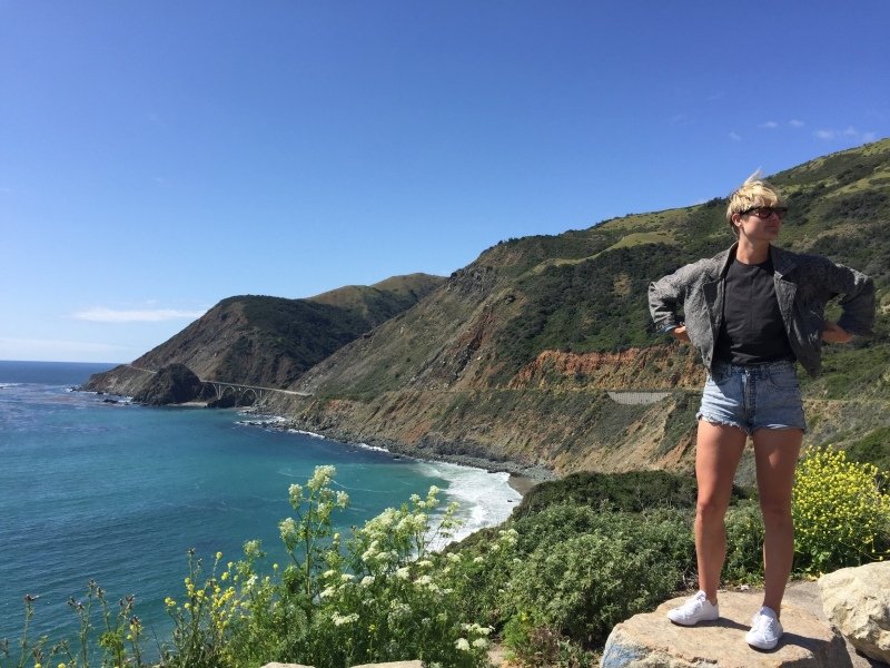 Looking out along the coast road