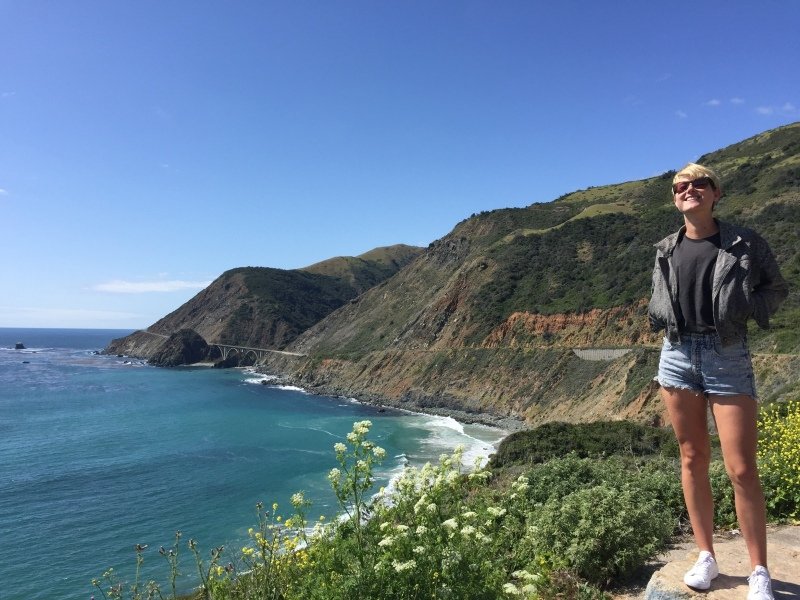 Looking out along the coast road