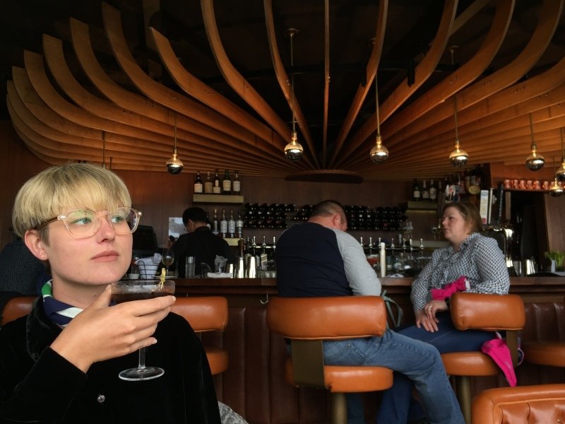 Getting chowder at Scoma's Restaurant